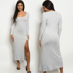 Elegant Gray Long Sleeve Dress